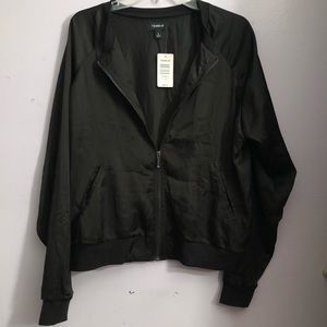 Torrid black hammer chiffon bomber jacket